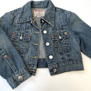 Women's True Religion cute crop jean jacket size Small